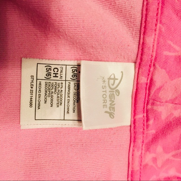 Disney Store Pink Zipper Hoodie Sz 5-6 - Picture 7 of 7